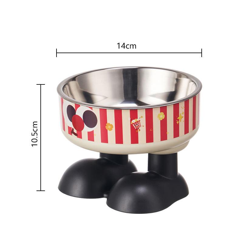 Cute Cartoon Elevated Cats Feeder Bowl Pet Neck Protection Stylish Stainless Steel Large-Capacity Anti-Choking Raised Pet Bowl