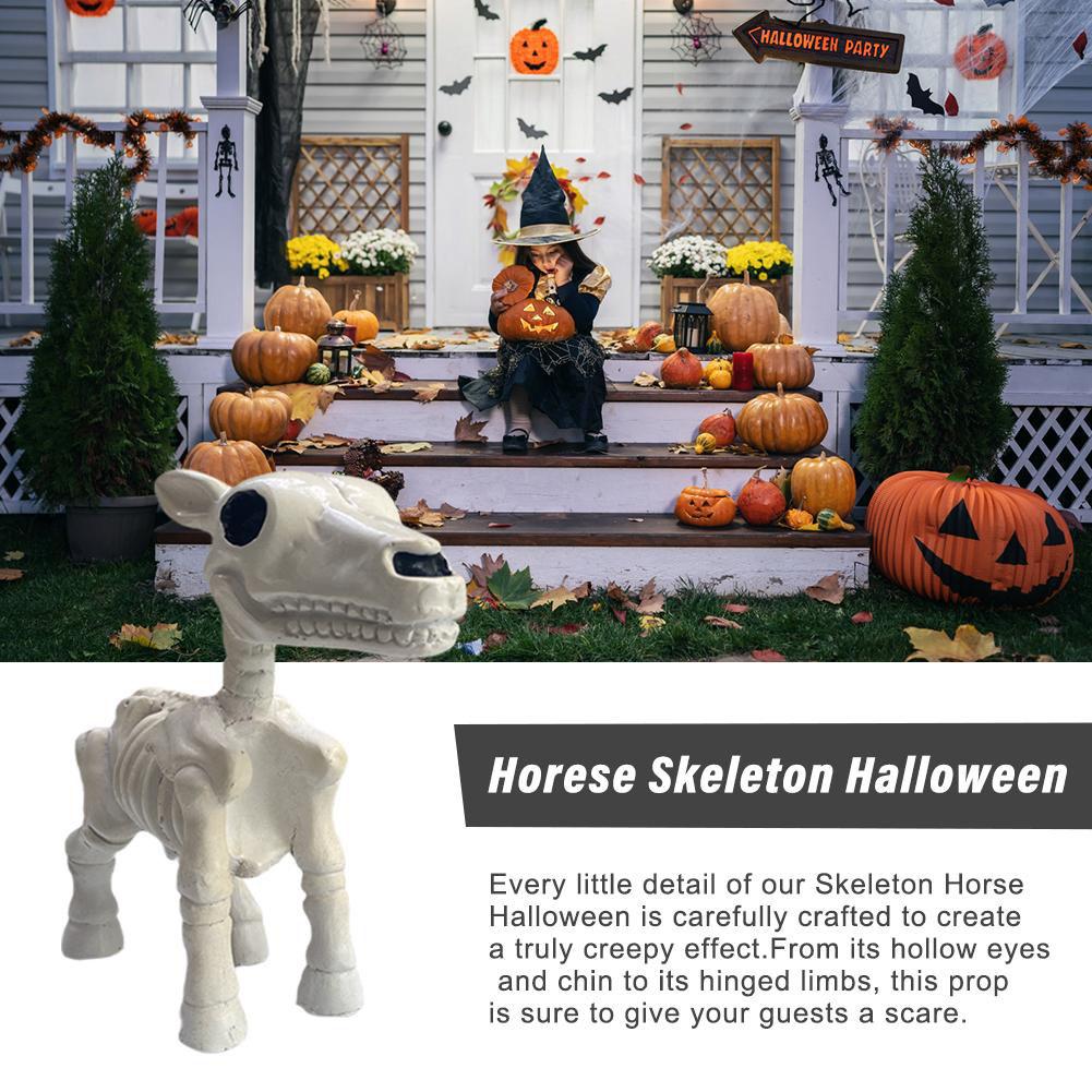 New Halloween Cow Horse Skeleton Tricky Graveyard Resin Cow Skull Skeleton Spooky Halloween Horror Cow Bones Skeleton Decor