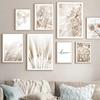 Nordic Beige Dandelion Painting Poster Reed Canvas Art Print Flower Posters Bunny Tail Grass Wall Art Picture Living Room Decor