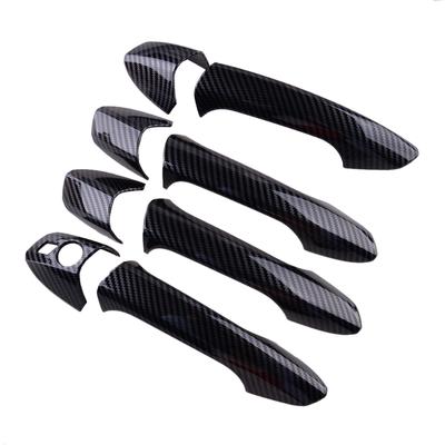 Black Car Exterior Door Handle Cover Trim Cap Set Carbon Fiber Texture Fit for Mercedes Benz W246 W204 W212 X204 W166 W117