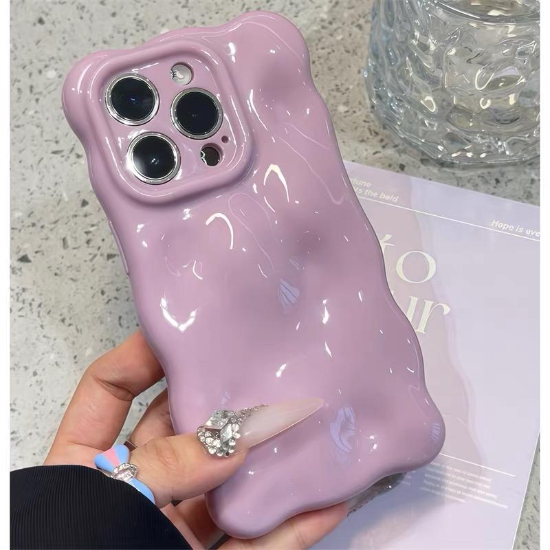 Luxury Soft Silicone Wave Fold Pattern Phone Case For iPhone 11 12 13 14 15 16 Pro Max Plus Candy Bumper Back Cases Cover