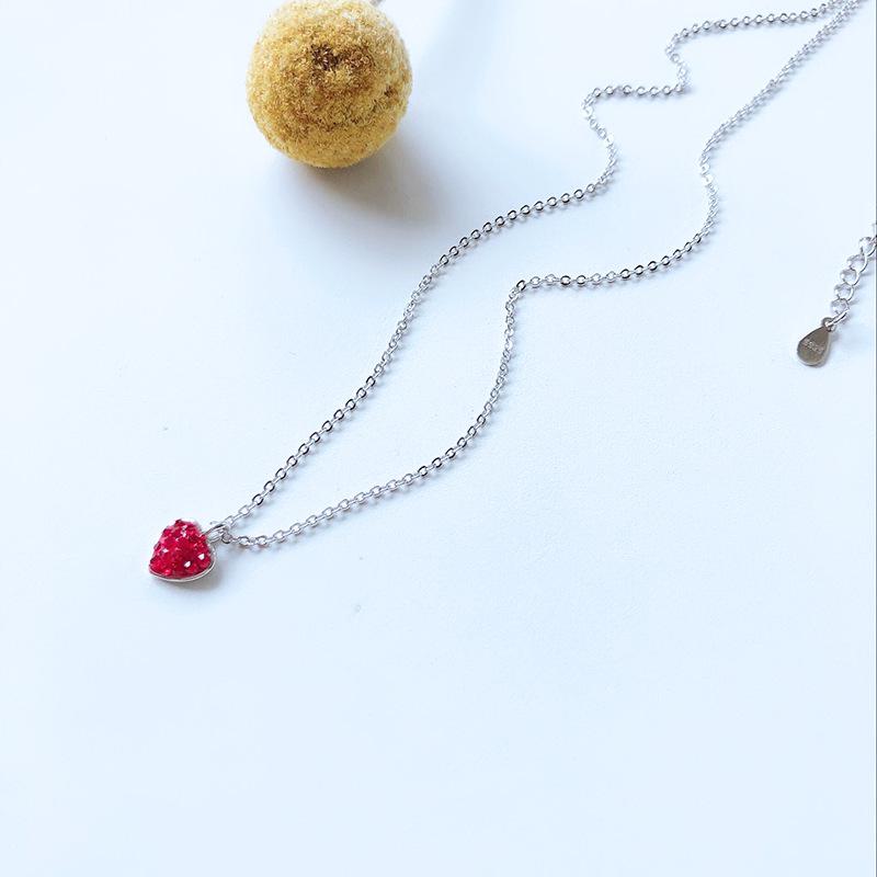 Little Red Heart Necklace: 925 Sterling Silver Clavicle Chain, Sweet & Versatile INS Style, Ideal Christmas Gift for Women.