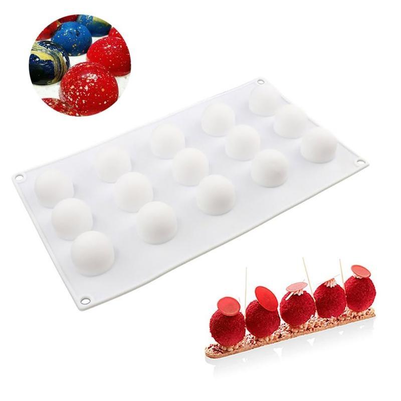 New 1 Pc White Silicone Mousse Mold French Dessert Baking Cake Mold Heart and Round Cupcake Baking Mouss