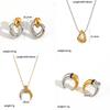 Minimalist Heart Shape Stainless Steel Earring Set With Moon Elements For Women