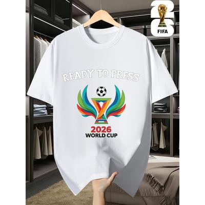 Bequeme Oberteile für Damen und Herren mit WM-Fußball-Print, Lockerer Schnitt, Ein Muss für Fußballfans, Vielseitig,