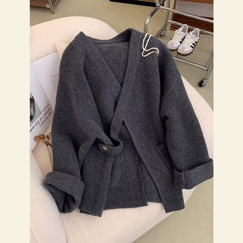 

R6Q Women s Double-Faced Wool Coat - Extra Large, Winter Loose Fit L (80-120 jin)