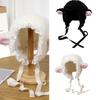 Furry Cartoon Head Cover with Ear for Outdoor Sports Furry Hat Bonnet Lamb Oversized Headgear Hat for Winter