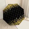 1pc Gold Glitter Black Automatic Folding Umbrella, Heavy Duty 8 Rib Iron Frame,  Suitable for Travel, Daily Use, Birthday, Decor Gift M0104013