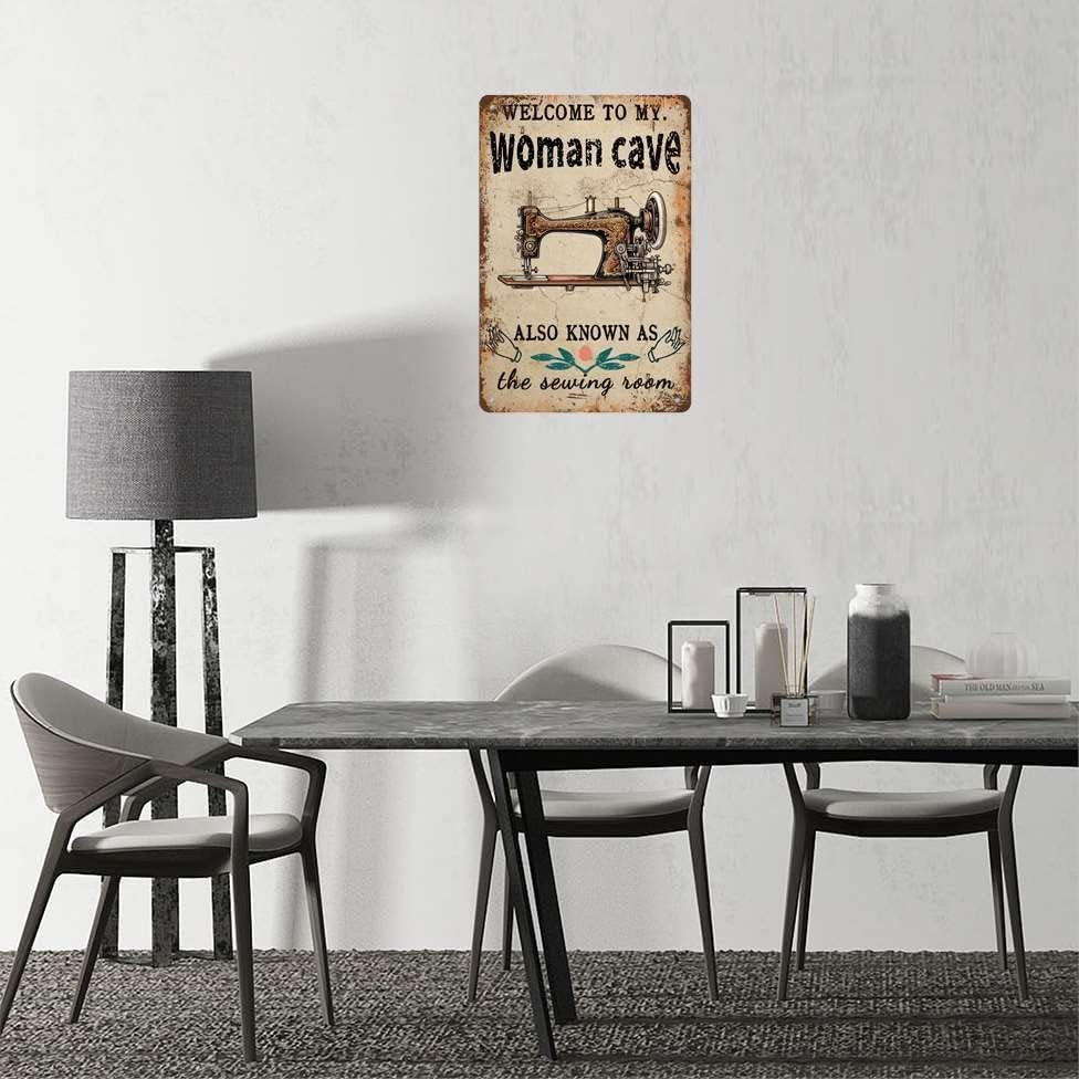 Plechový cedule do šicí místnosti Retro kovový plechový cedule Domácí bar Terasa Jeskyně Stěna Vintage dekorace Novinkový cedule, Standardní plechová kovová nástěnná dekorace