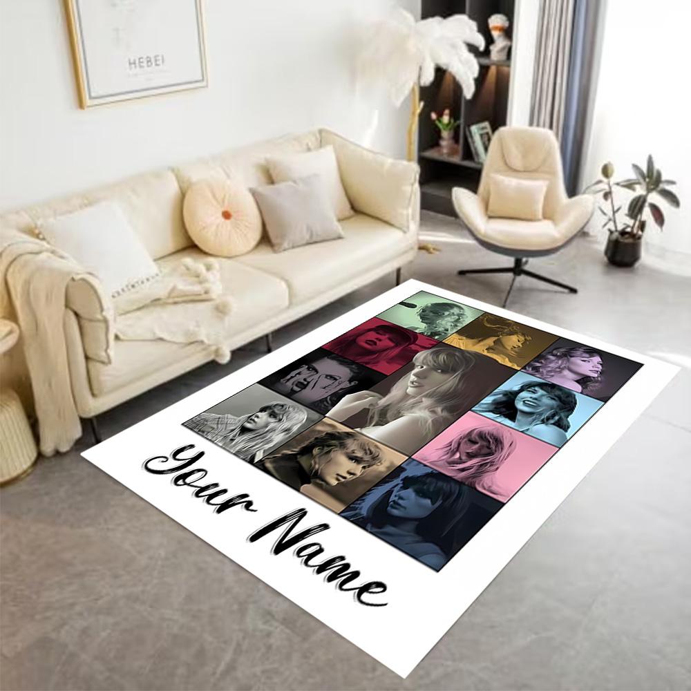 Taylor Swift Collage Customizable Name Area Rug Perfect for Game Room Outdoor Living Rooms Balcony Antislip Carpet Anime Office Decor