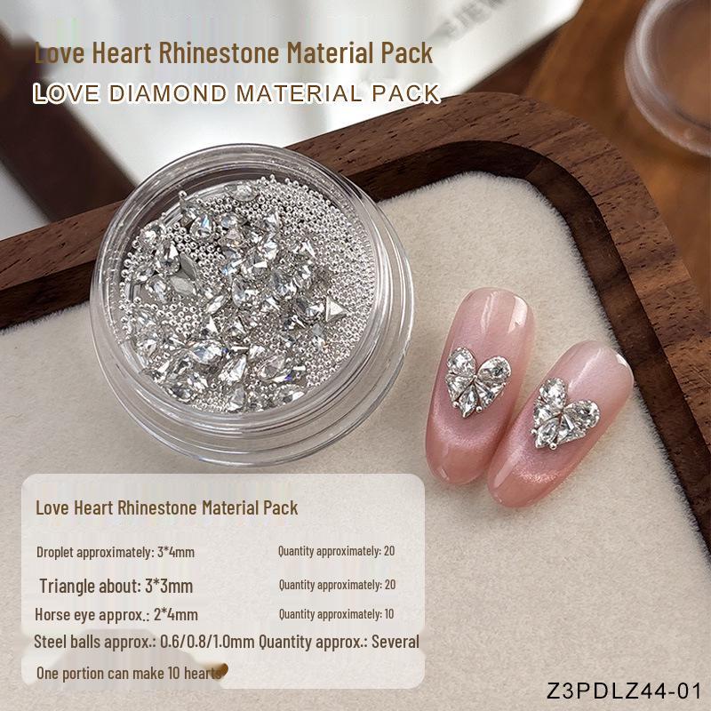 

Набор для дизайна ногтей «Сверкающее сердце» с цирконом: Маркиза и Капля Стальные Бусины