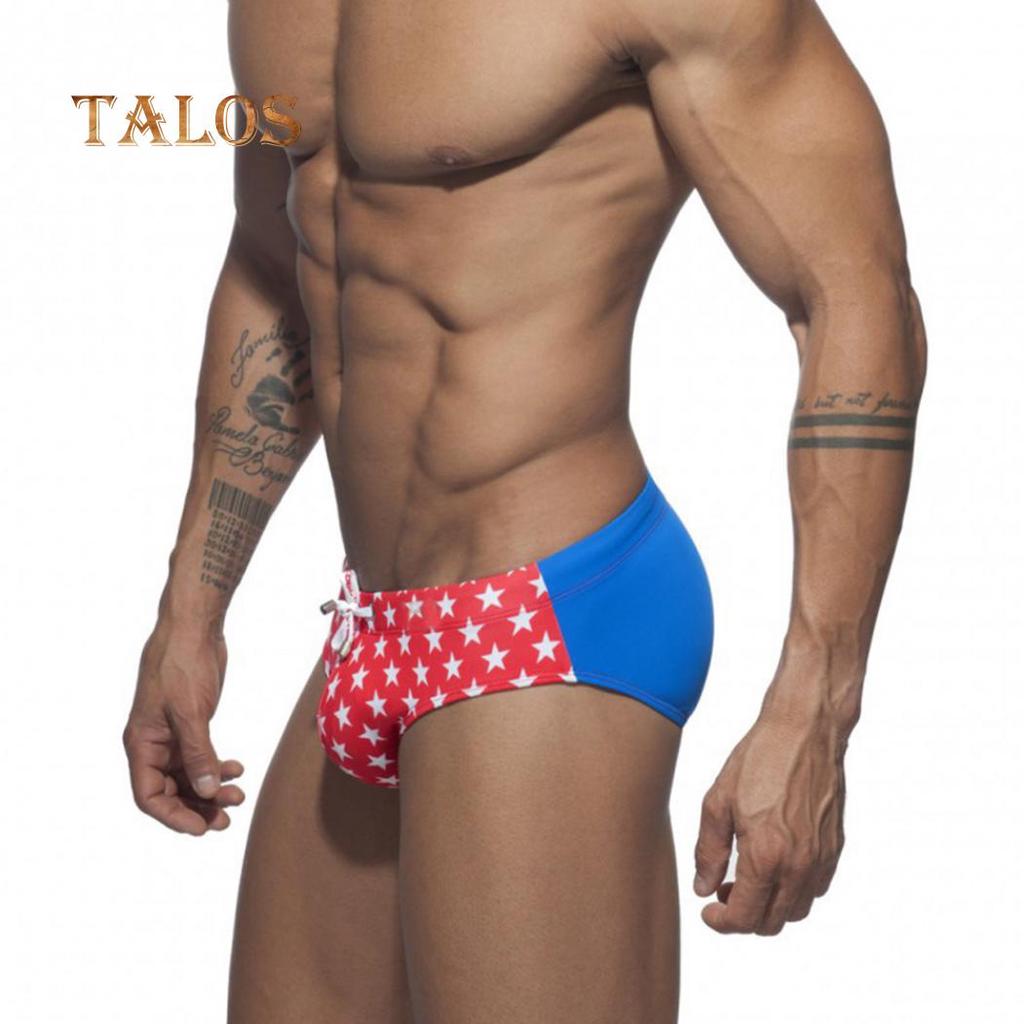 TALOS Herren Sommer Strand Kordelzug Sternenmuster Badehose Badebekleidung Slips Unterwäsche