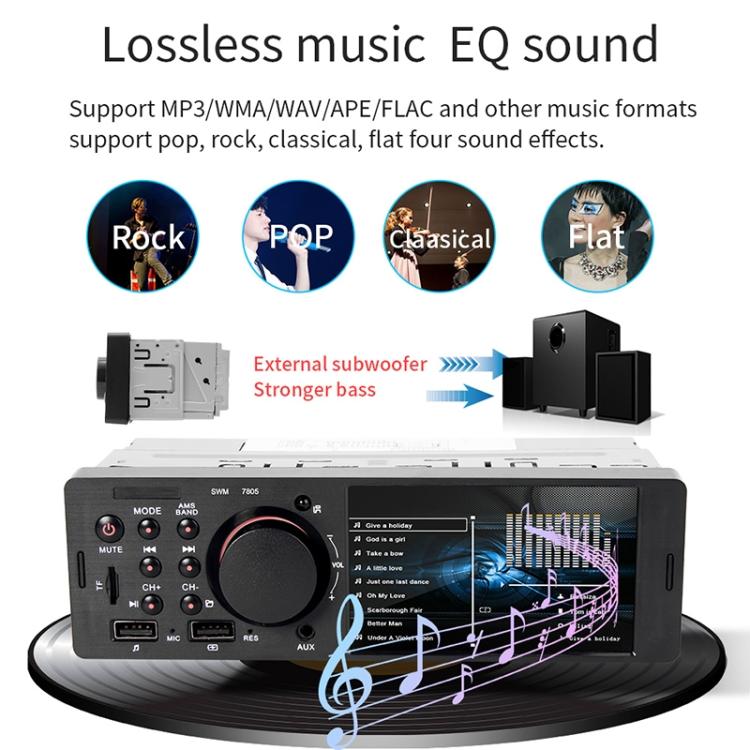 7805 4.1 Inch Universal Car Radio Receiver MP5 Player, Support FM & Bluetooth & TF Card with Remote Control