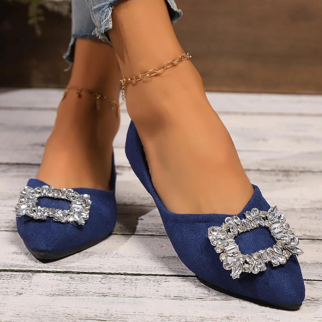 Fashion Autumn Women's Pumps Pionted Toe Low Heel Shoes for Women Outdoor Dress Slip On Shoes Platform Fashion Anti-slip Bling Loafers