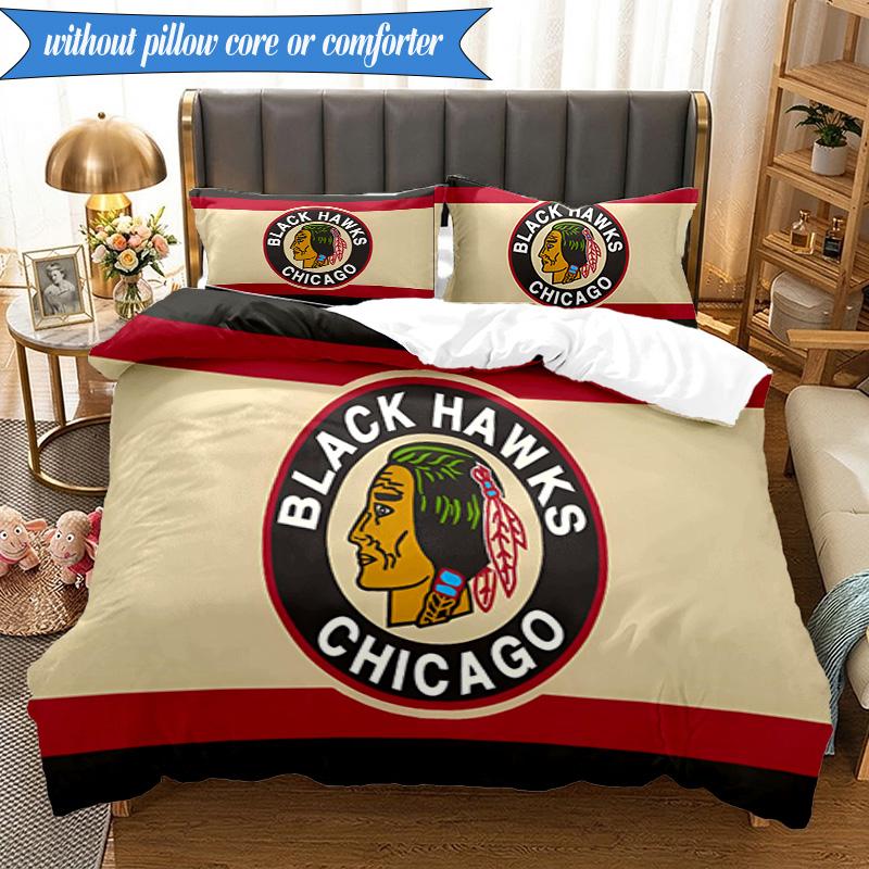 3PCS Blackhawks Printed Bedding Set For Bedroom dormitory,  Includes 1 Duvet Cover & 2 Pillowcases for All Seasons Home Decor Fan gifts