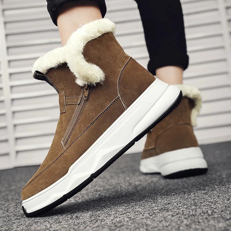 2025 New Autumn Winter Shoes for Men Warm Casual Anti Slip Snow Boots Fashionable Plush High Top Men's Cotton Shoes Botas Hombre