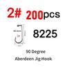 200pcs #8~#6/0 High Carbon Steel 90 Degree Aberdeen Jig Hook Bent Saltwater Long Shank Soft Worm Hooks