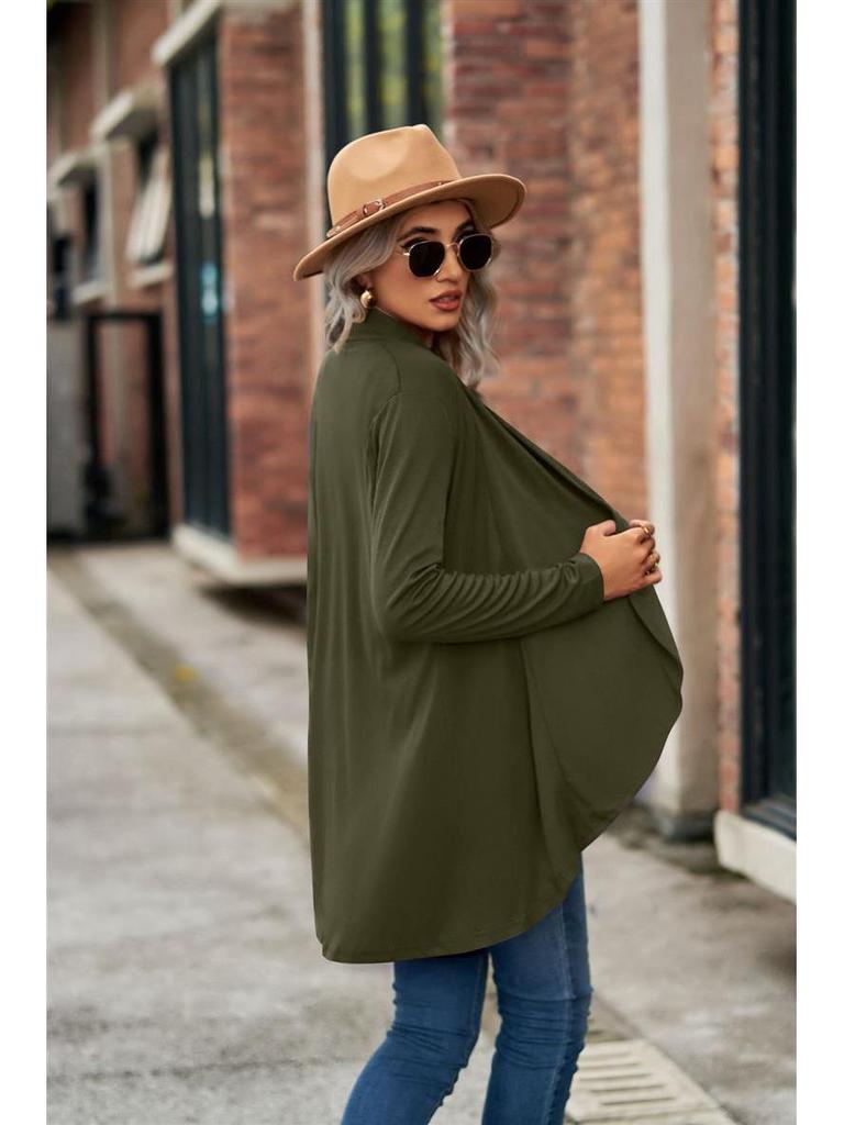 2025 European & American Autumn/Winter Women's Long-Sleeve Solid Color Loose Cardigan