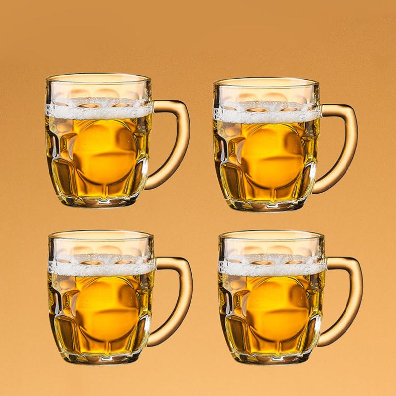

4pcs Set 9oz Beer Mugs Transparent Glass Whiskey Cup Cold Drink Mug Suitable for Party Cocktail Red Wine Household Drinkware 4pcs