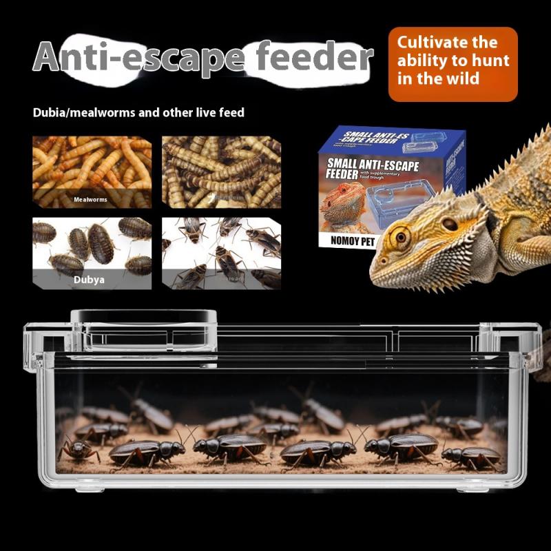 Pet Reptile Lizard Turtle Transparent Feeder Anti-Escape Food Bowl Worm Live Container Reptile Pet Bowls Feeder Pet Supplies
