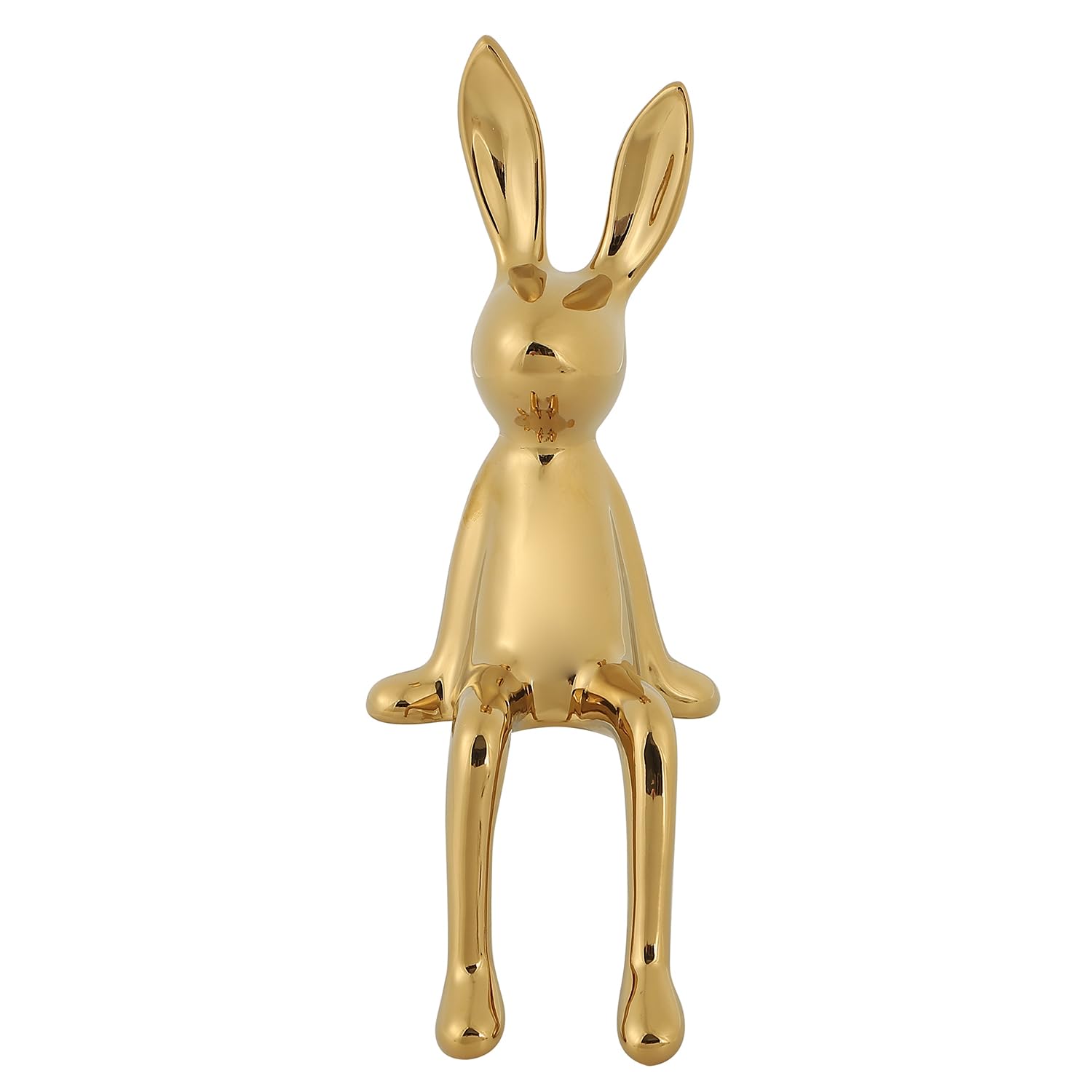 

Queen-b Rabbit Figurine, Decorative Ornament, Nordic Style, Modern, Cute, Stylish, Simple, 20cm, Living Room Ornament, Rabbit Display, Ceramic (Gold)