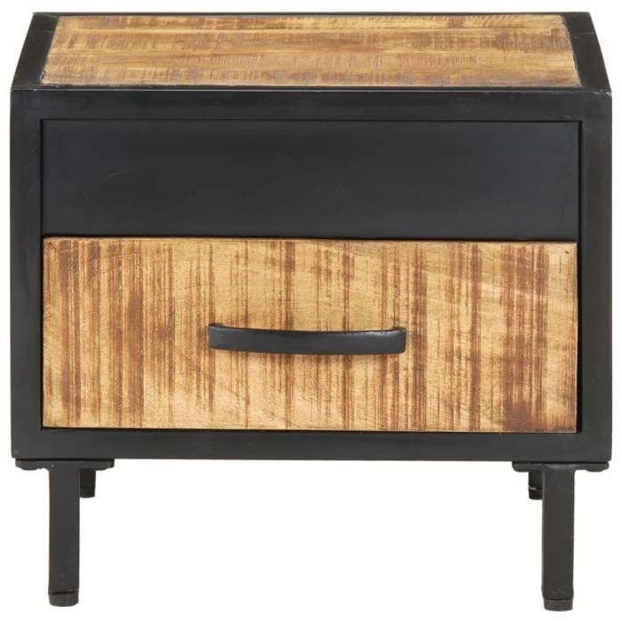 Table de chevet 40x40x35 cm Bois de manguier brut