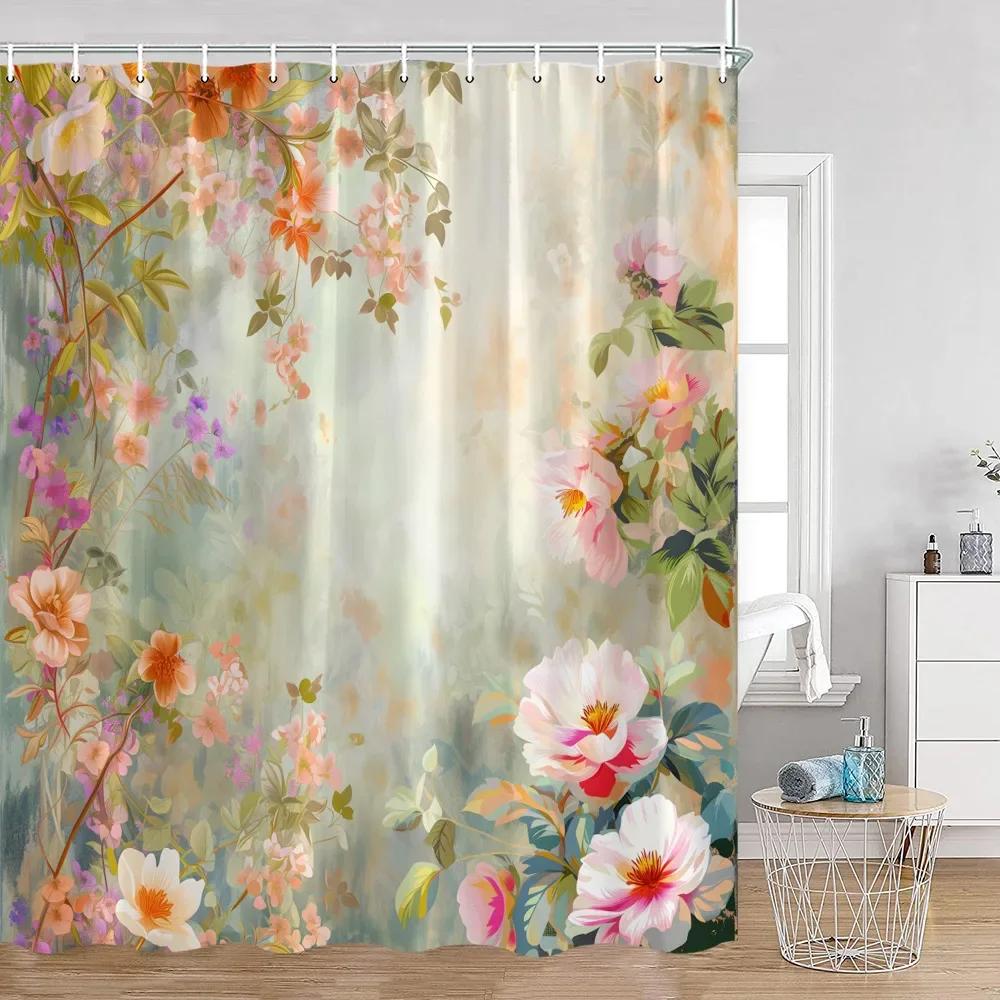 Lavendel Lila Duschvorhang Blume Floral Pflanzen Badezimmer Dekorativ Polyesterstoff Badewanne Duschvorhang