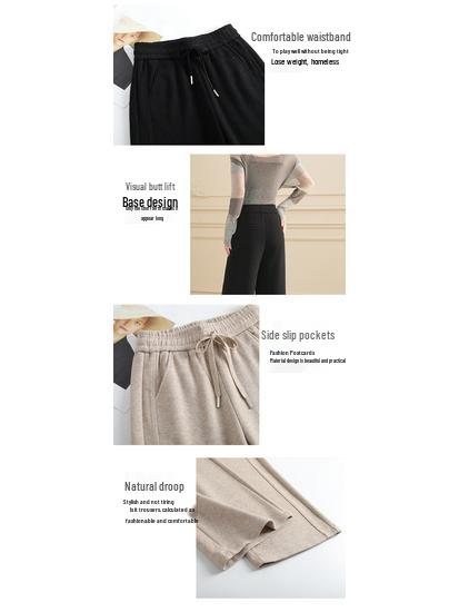 Women's Wool Blend Straight Leg Trousers - High Waist, Slimming, Plus Size, Drape, Versatile for Autumn/Winter 2025
