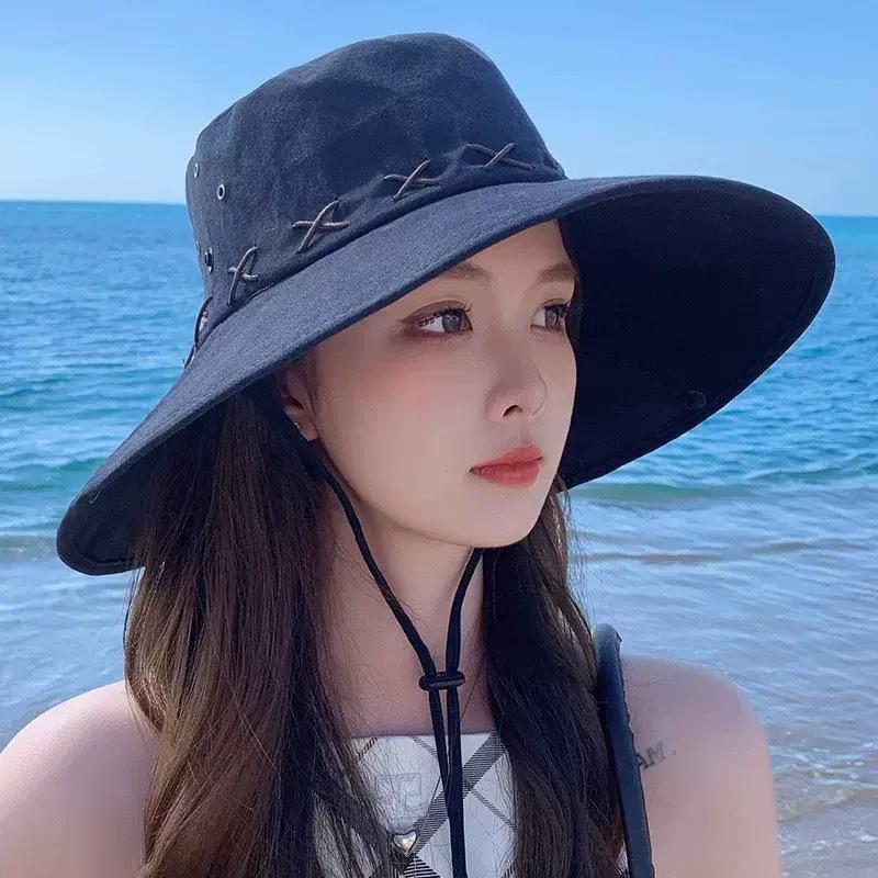 Popular Outdoor Retro Bucket Hat Summer Hiking Fishing Sun Protection Sun Hat Mountaineering Shade Western Cowboy Hat