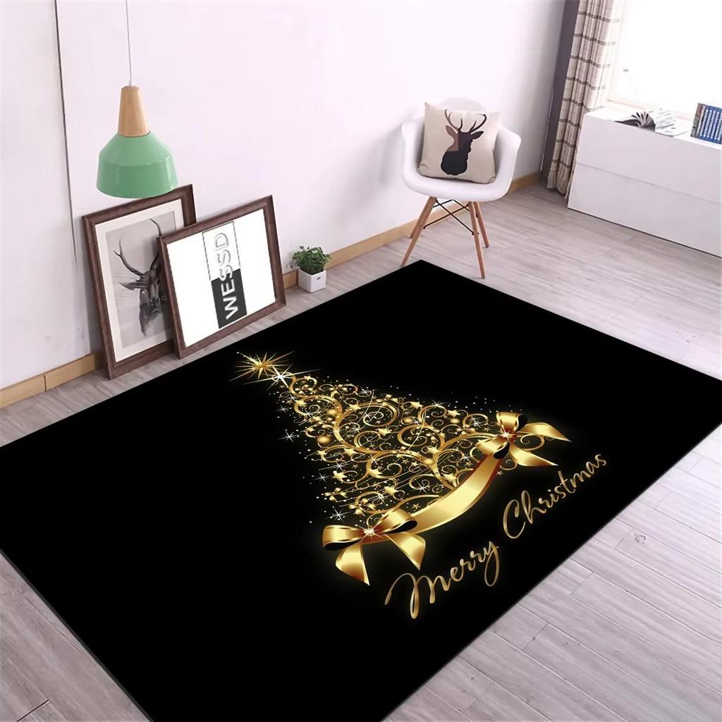 Merry Christmas Decoration Welcome Home Anti-Slip Door Mat Carpet Santa Flannel Floor Rugs for Living Room Home Decor Rug