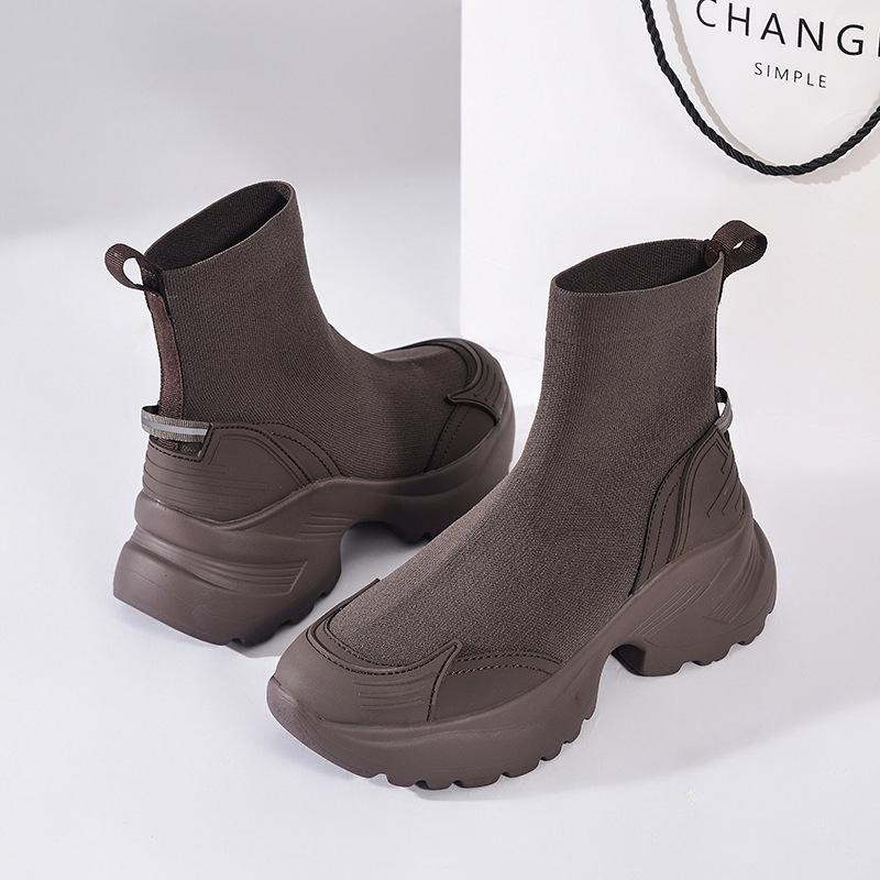 Women's Boots 2026 Autumn/Winter New Thick Soled Short Boots Women's Skinny Boots Elastic Socks Boots