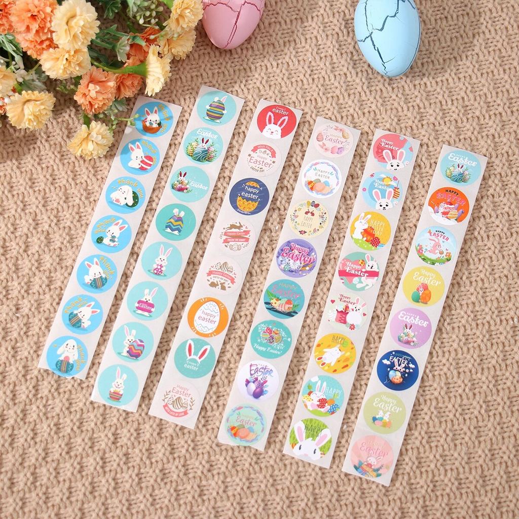500ks samolepky veselé velikonoce králík králík velikonoční dekorace pro domácnost samolepka karikatura těsnění dárkový sáček balení dekorace štítky