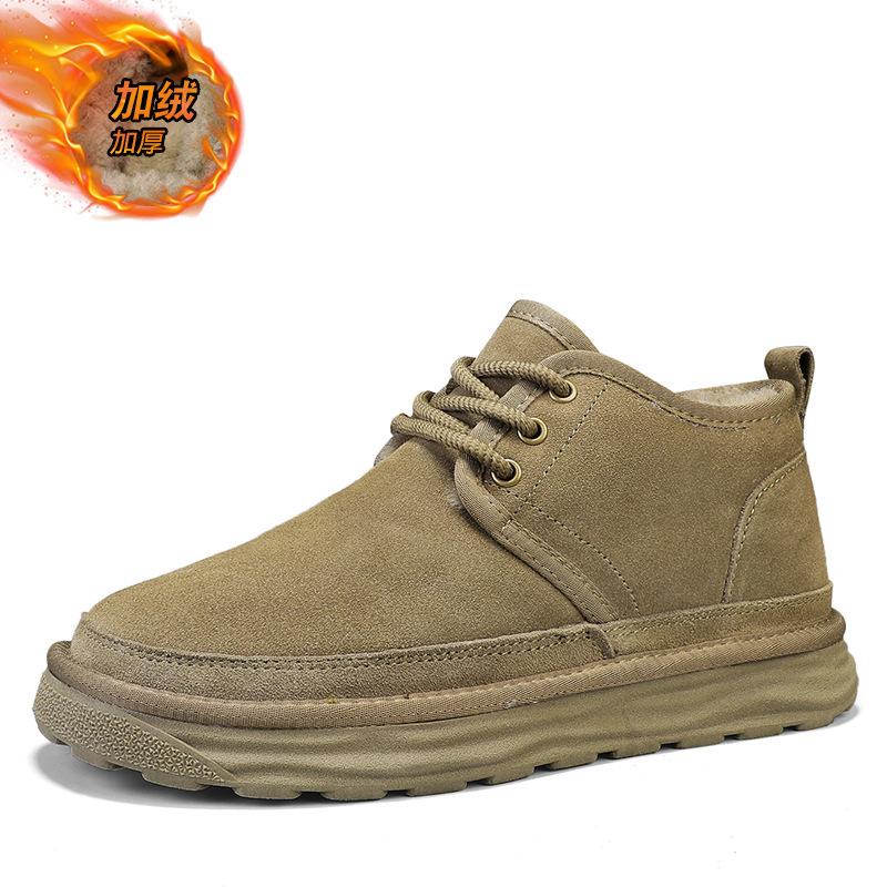 Winter New Velvet Warm Thickened Snow Boots Lace-up High-top Cotton Shoes Thick-soled Outdoor Short Boots