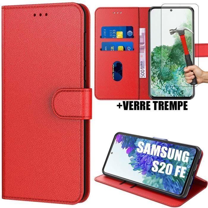 Coque de Protection - PROSHOP - Samsung S20 FE - Rouge - Effet Cuir - Anti Rayure