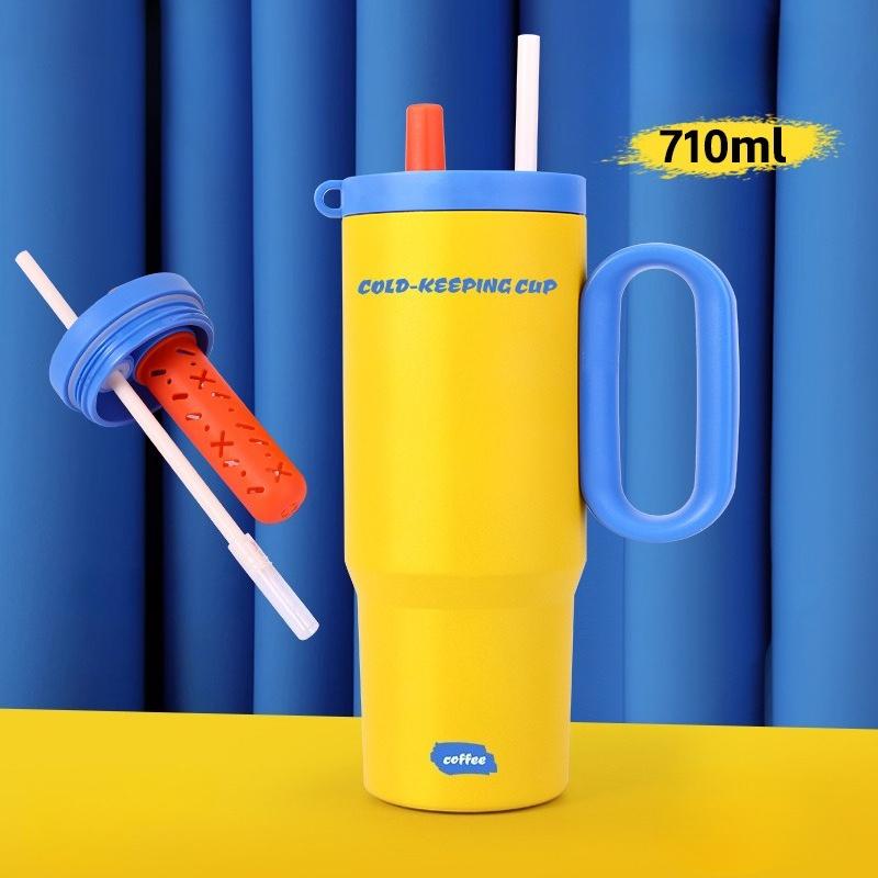 710ml Edelstahl Thermobecher Thermobecher für Mädchen Kalt und Heiß Doppelwandig Isolierter Becher Kaffee Tumbler Auto Reisebecher