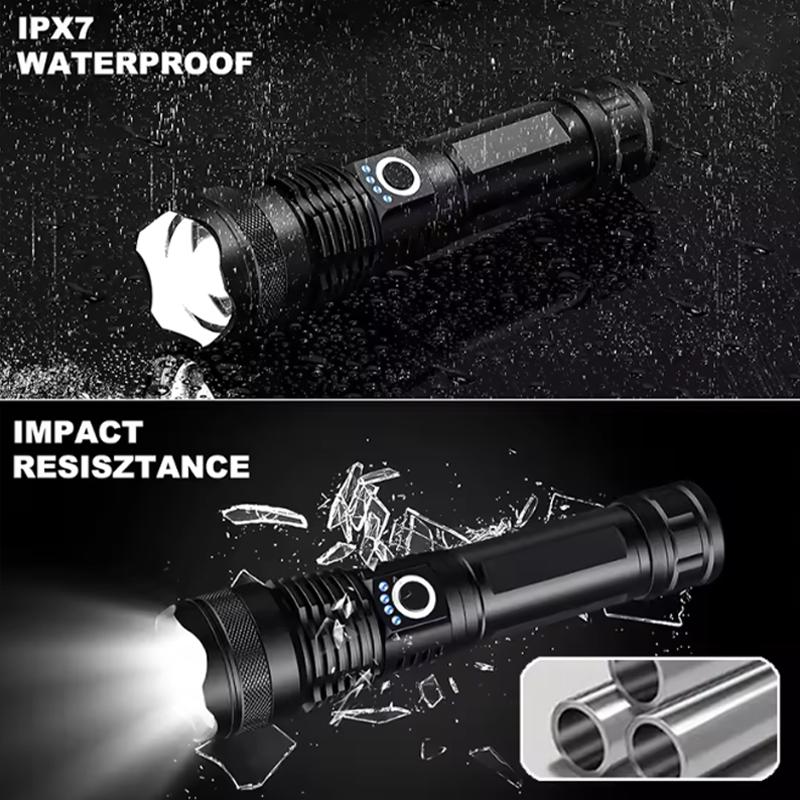 Professional Rechargeable LED Tactical Flashlight – Aluminum Alloy High Power Telescopic Zoom for Outdoor Camping and Fishing