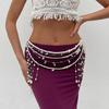Stylish Women's Imitation Pearls Waist Chain Fashionable Adjustable Bikini Chain Party Body Jewelry for Women Girls