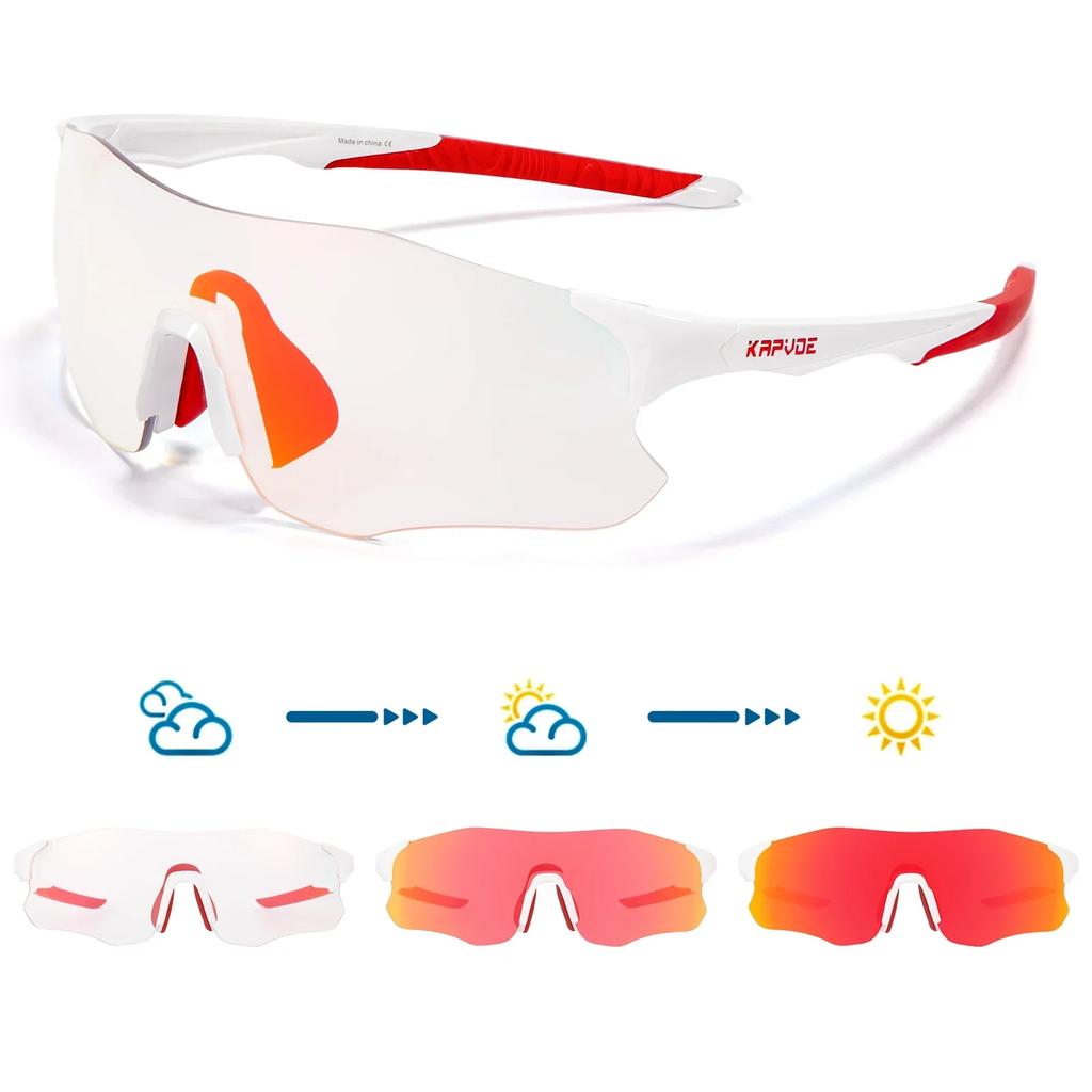 Pochromic Cycling Sunglasses Cycling Glasses MTB UV400 Sports Glasses Bicycle Eyewear Outdoor Glasses Running Goggles