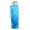 1PC Blue Frost Ice Crystal Texture Print 750ml Color Plastic Sports Water Bottle Leakproof Flip Straw Lid Suitable for Sports Office Home Use