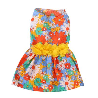 Dog Dress Soft Skin Friendly Fashionable Puppy Holiday Dress with Flower Decor for Spring Summer