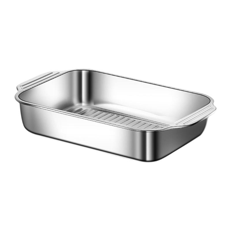 Multifunctional Stainless Steel Serving Tray Square Silver Food Platter Rusts Resistant Dishwasher Safe Dinner Tray