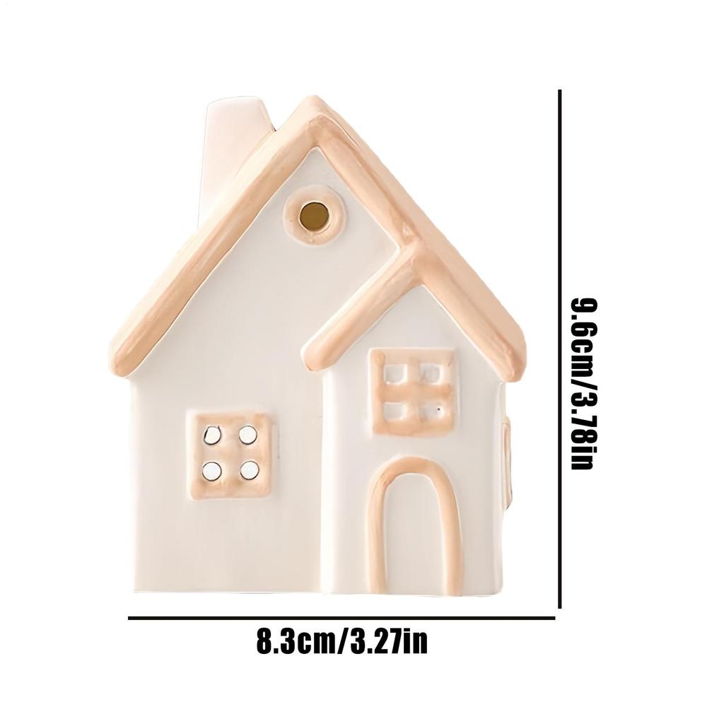 Tea Candle Holder Stand House Shape Tea Candle Holder For Desk Ceramic Decoration European Home Statue For Dining Meditation