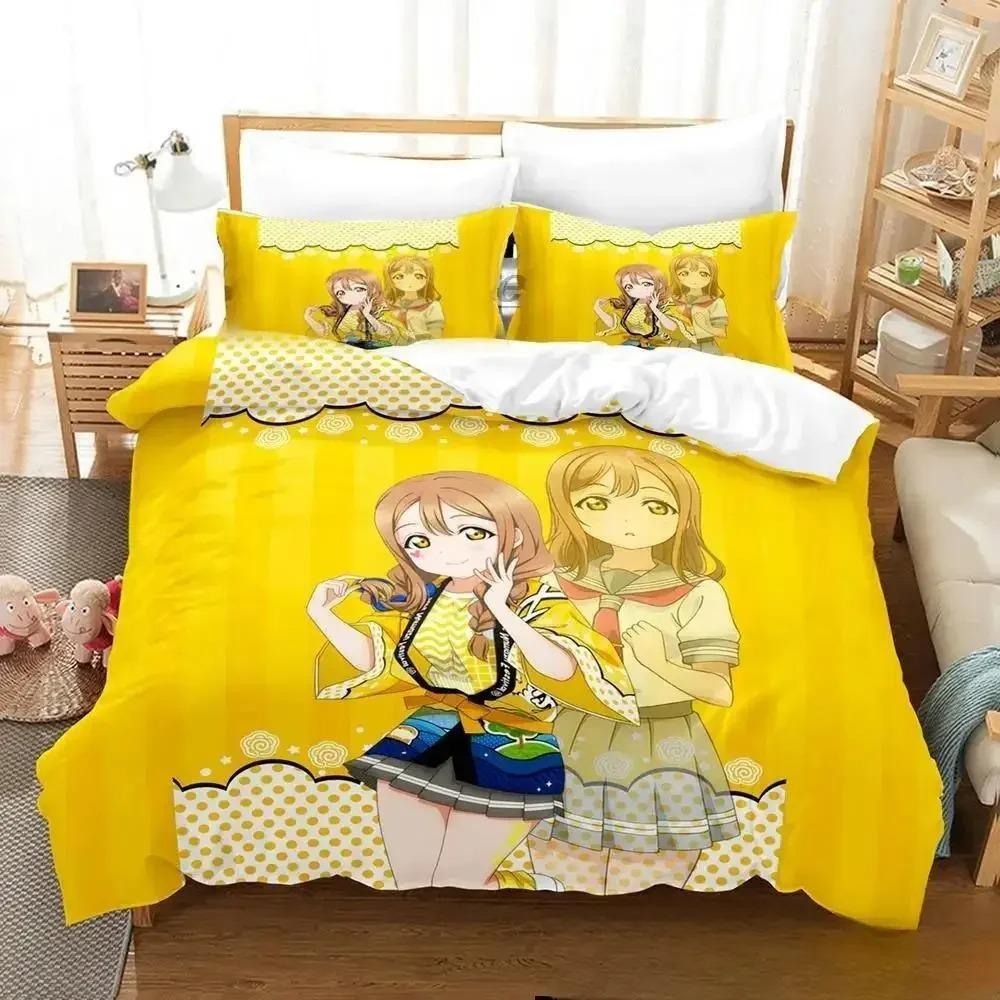 3D Print Anime LoveLive! Sunshine! Bedding Set Duvet Cover Bed Set Quilt Cover Pillowcase Comforter king Queen Size Boys Adult
