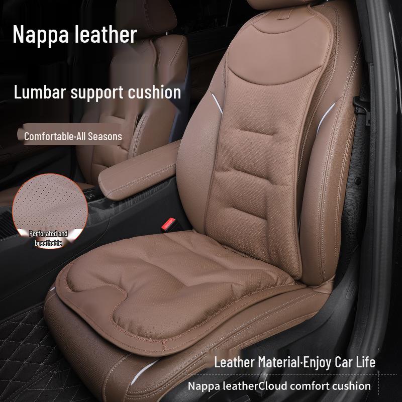 Breathable Nappa Leather Lumbar Support Car Seat Cushion for Mercedes-Benz & BMW
