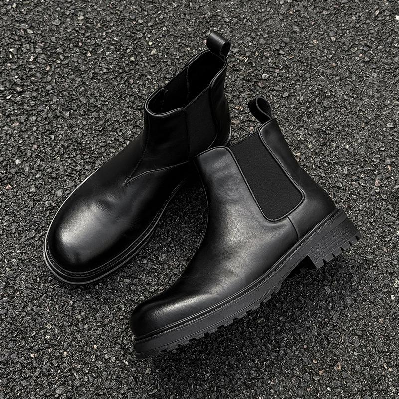 large size men casual business office chelsea boots slip-on genuine leather shoes cowboy platform boot handsome ankle botas male
