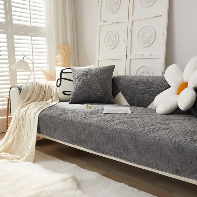 Husă de pernă pentru canapea din catifea de cristal îngroșată Covorașul de canapea brodat Prosop de canapea antiderapant pentru sufragerie Huse universale pentru canapea