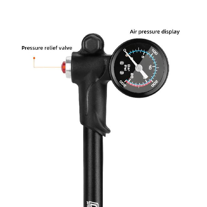 DNM Bicycle Portable Air Pump 300PSI For Air Shock Absorber Bike Air Front Fork Bicycle Tire Mini Pump