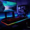 Waterproof RGB Gaming Mouse Pad with Large Keyboard Pad, Fixed Design, 4 USB Cables Included, One-Year Warranty, Black