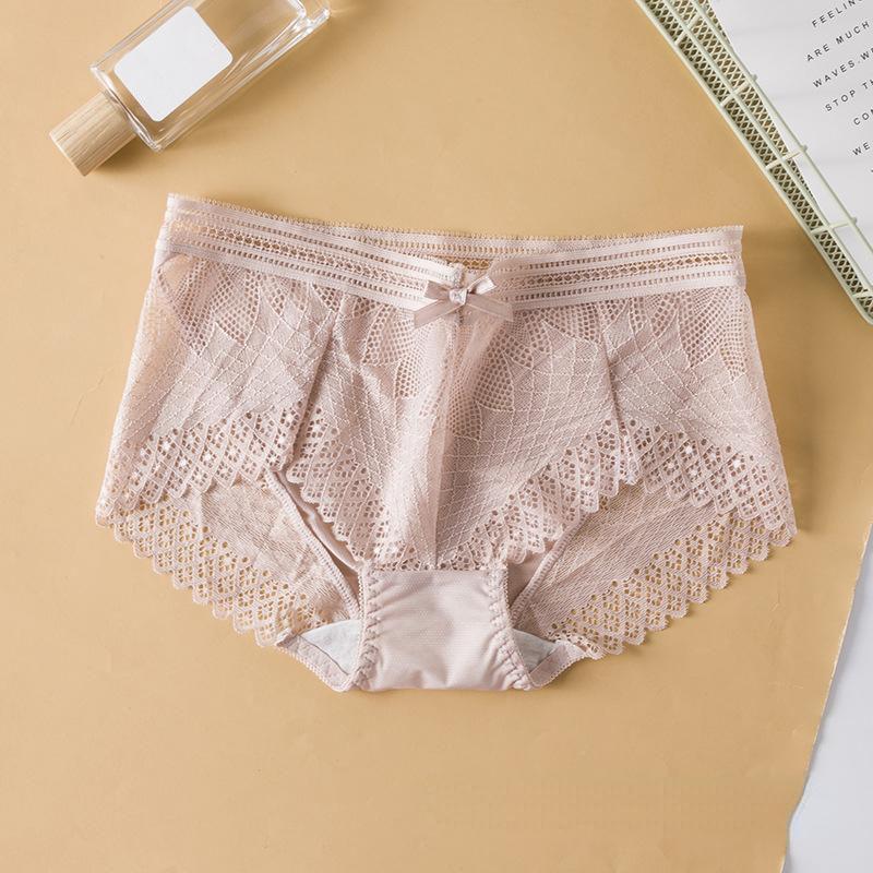 

Японские милые удобные брюки с бантом, дышащие открытые сексуальные хлопковые кружевные треугольные брюки M розовый