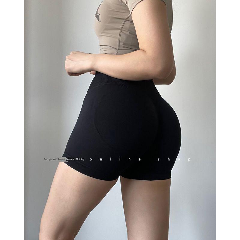 Fashion Cross Waist Hip Lifting Fitness Shorts Belly Contracting and Close-Fitting Running Exercise Peach Hip Slimming Training Shorts Yoga